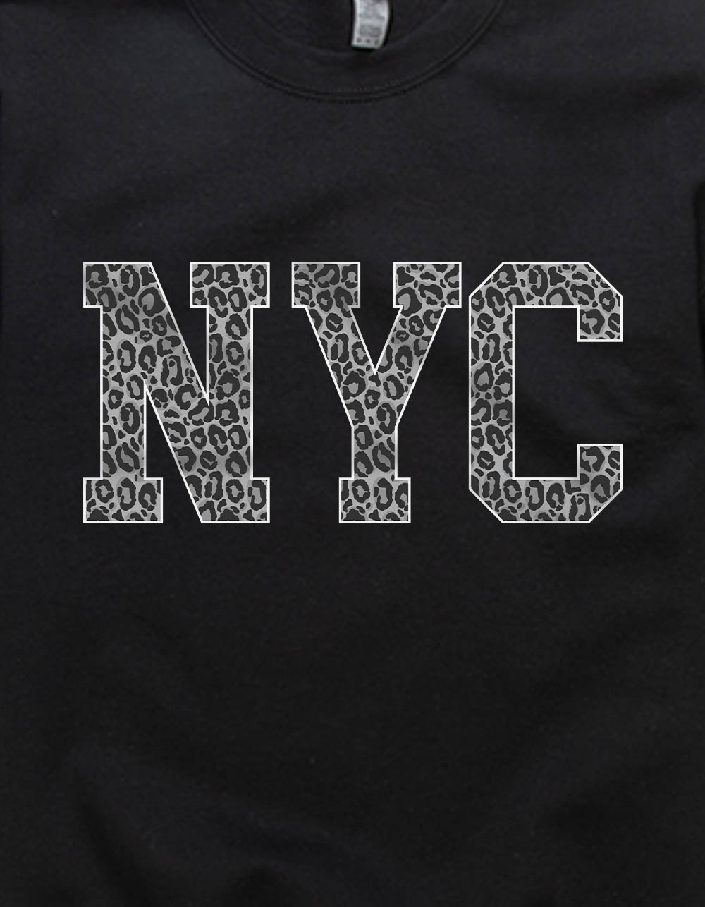 NEW YORK CITY Leopard Unisex Crewneck Sweatshirt - BLACK