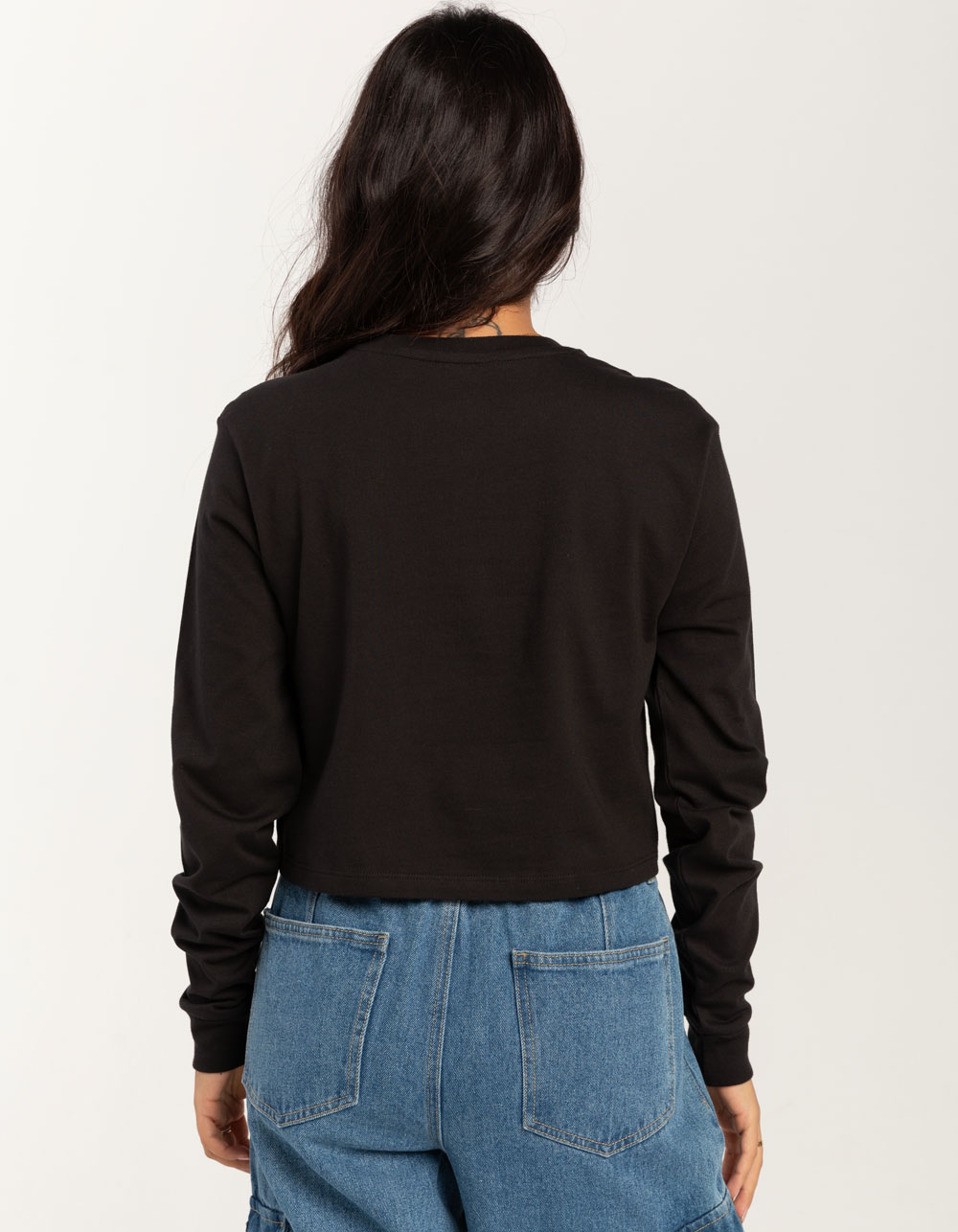 VANS Doves Womens Crop Long Sleeve Boyfriend Tee - BLACK