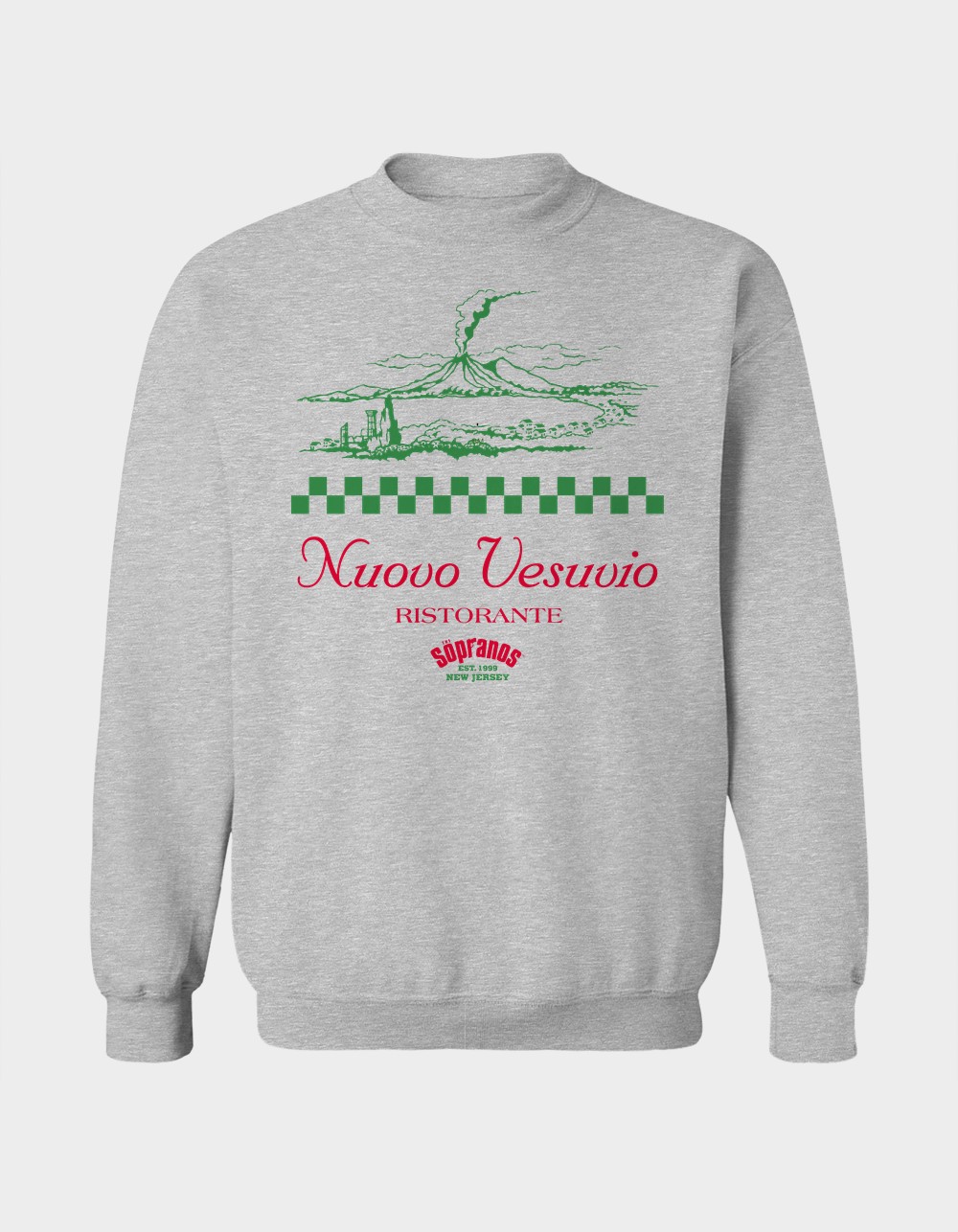 THE SOPRANOS Nouvo Vesuvio Ristorante Unisex Crewneck Sweatshirt - HEATHER GRAY