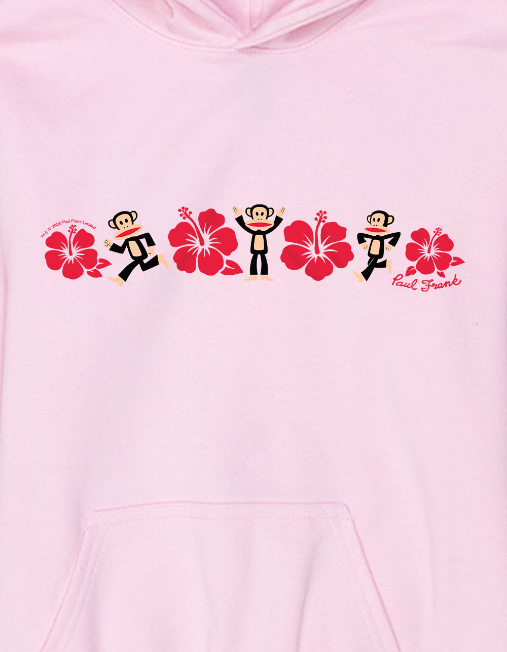 PAUL FRANK Hibiscus Line Up Girls Hoodie - LIGHT PINK