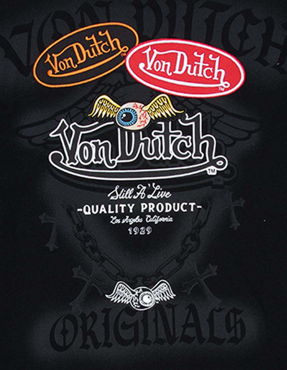 VON DUTCH Patches Mens Boxy Tee - WASHED BLACK