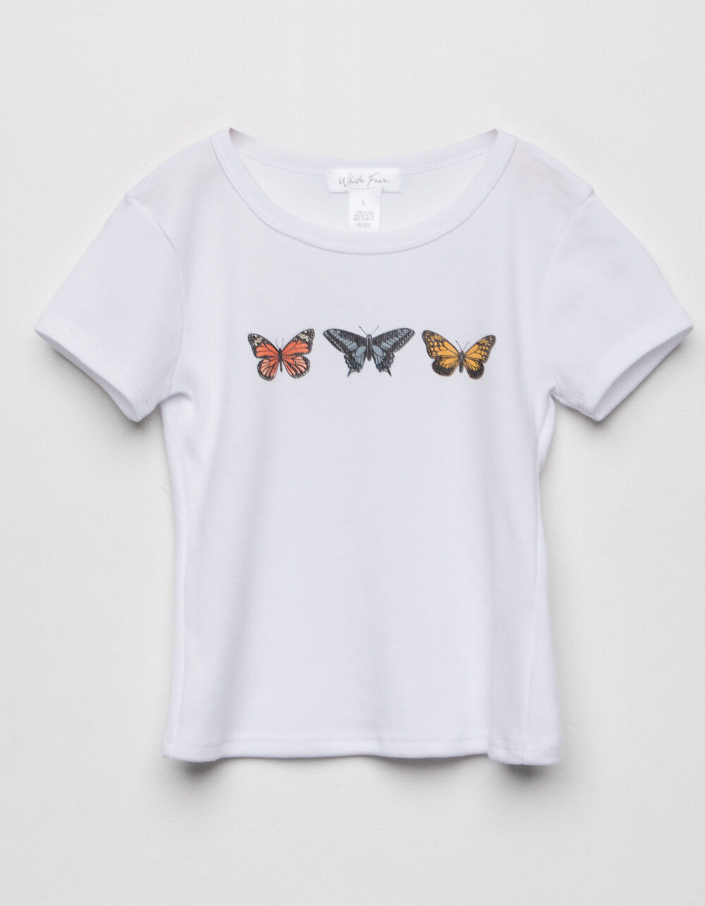 WHITE FAWN Butterfly Girls Baby Tee image number 1