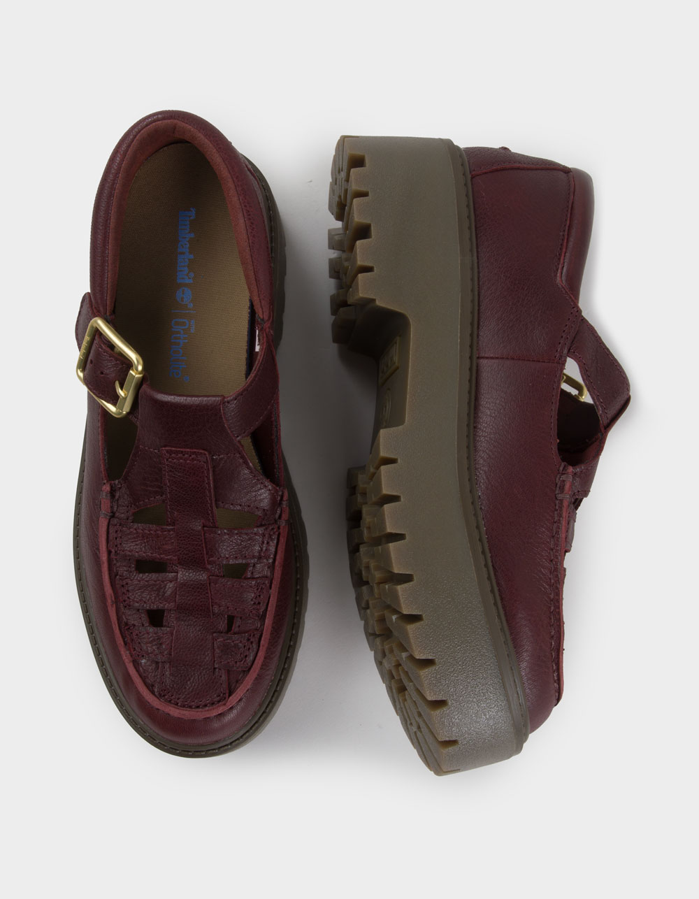 TIMBERLAND Stone Street Womens Platform Buckle Shoes - BURGUNDY