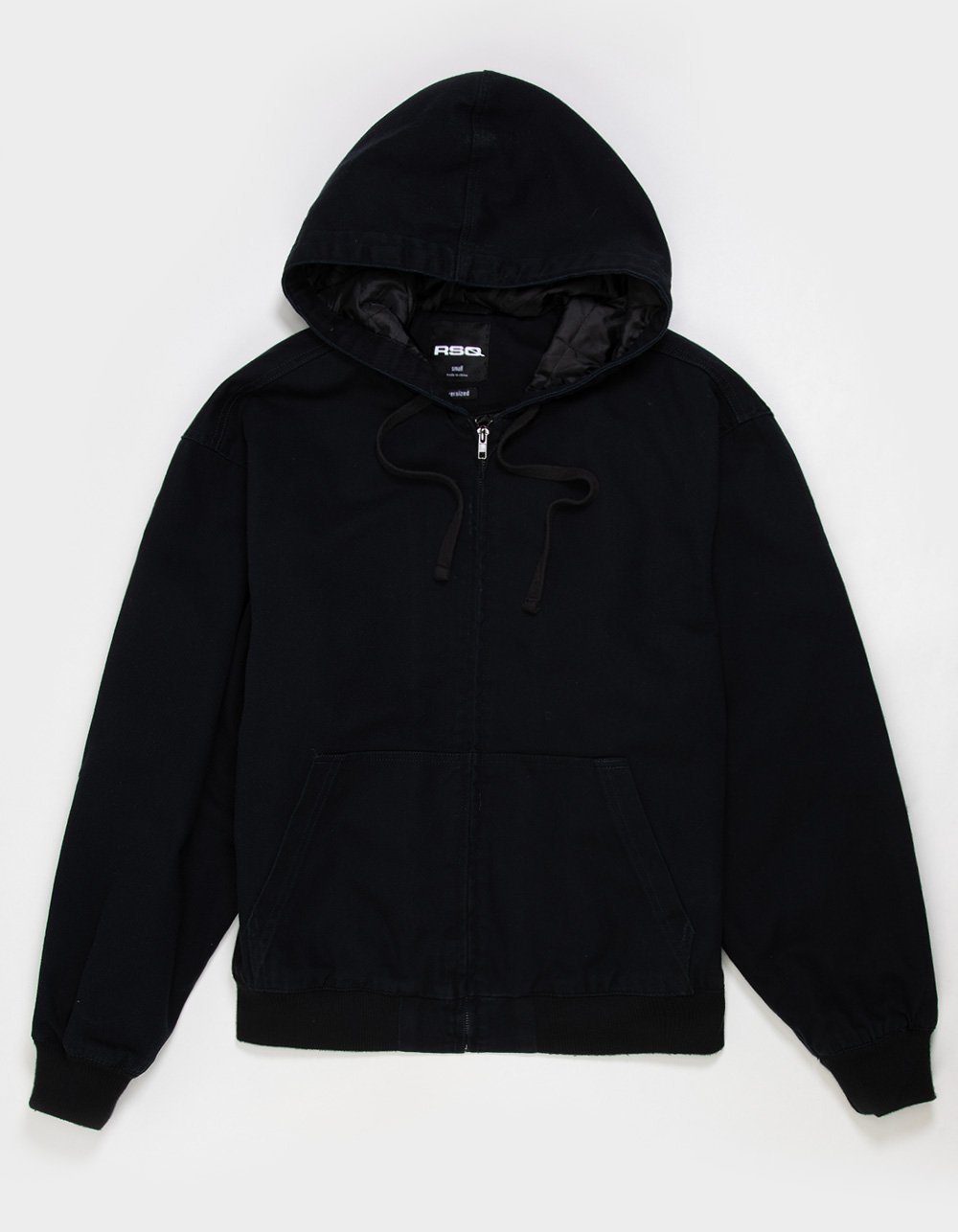 RSQ Mens Oversized Hooded Twill Jacket - BLACK