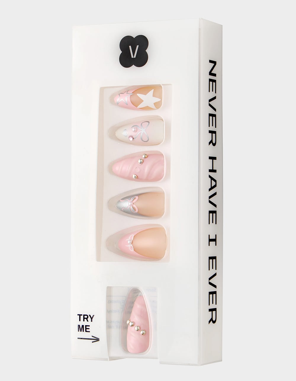 NEVER HAVE I EVER Baby Pink Bows Press-On Nails - MULTI
