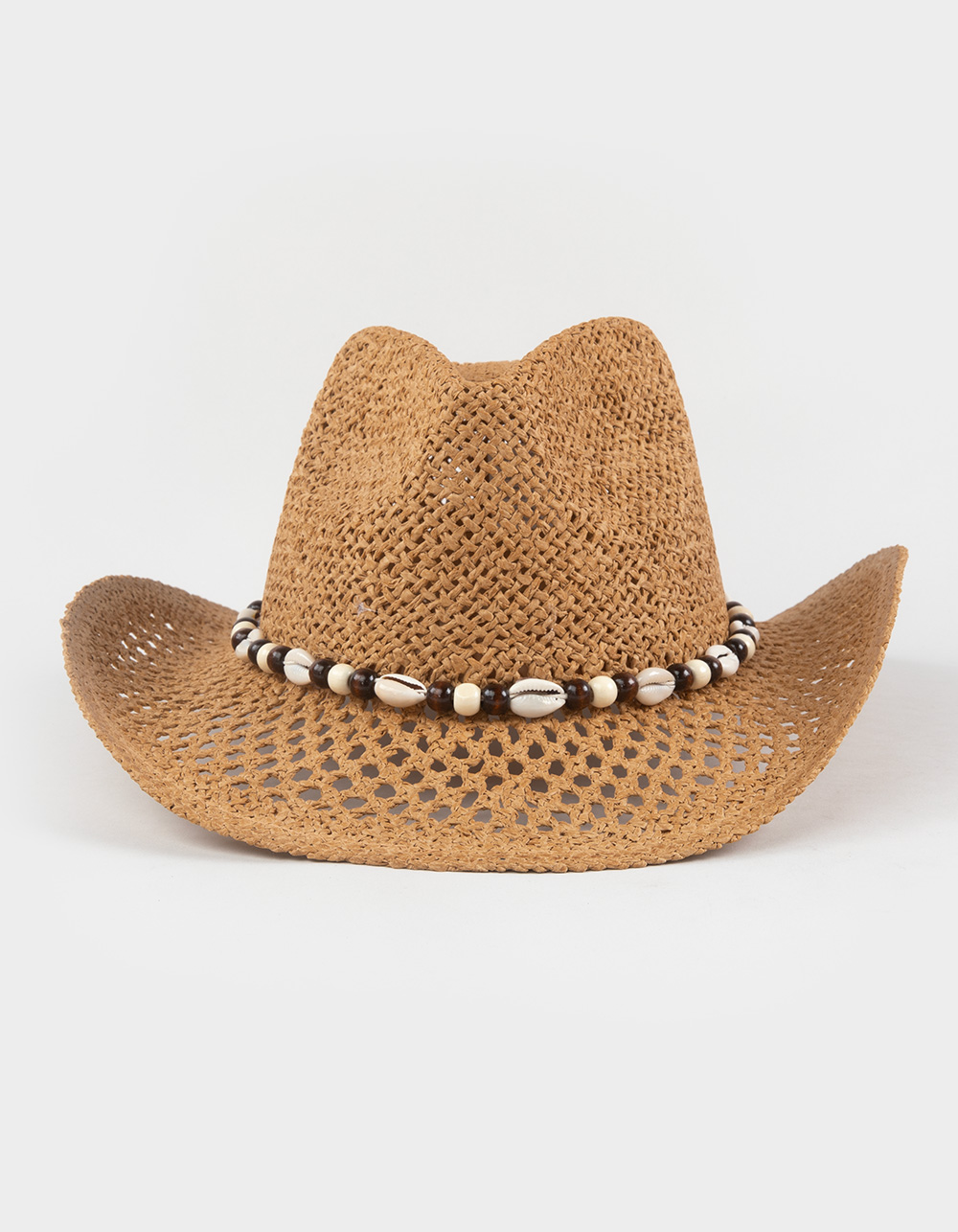 Puka Shell Beaded Womens Cowboy Hat - KHAKI