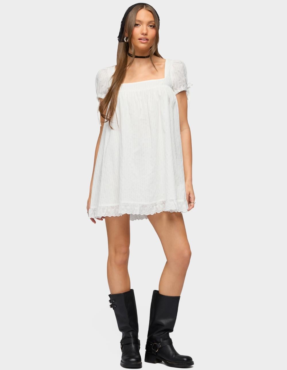EDIKTED Sepid Striped Cotton Mini Dress - BEIGE
