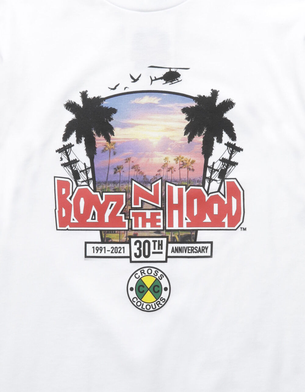 CROSS COLOURS Boyz N The Hood Palm Street Mens White T-Shirt - WHITE ...