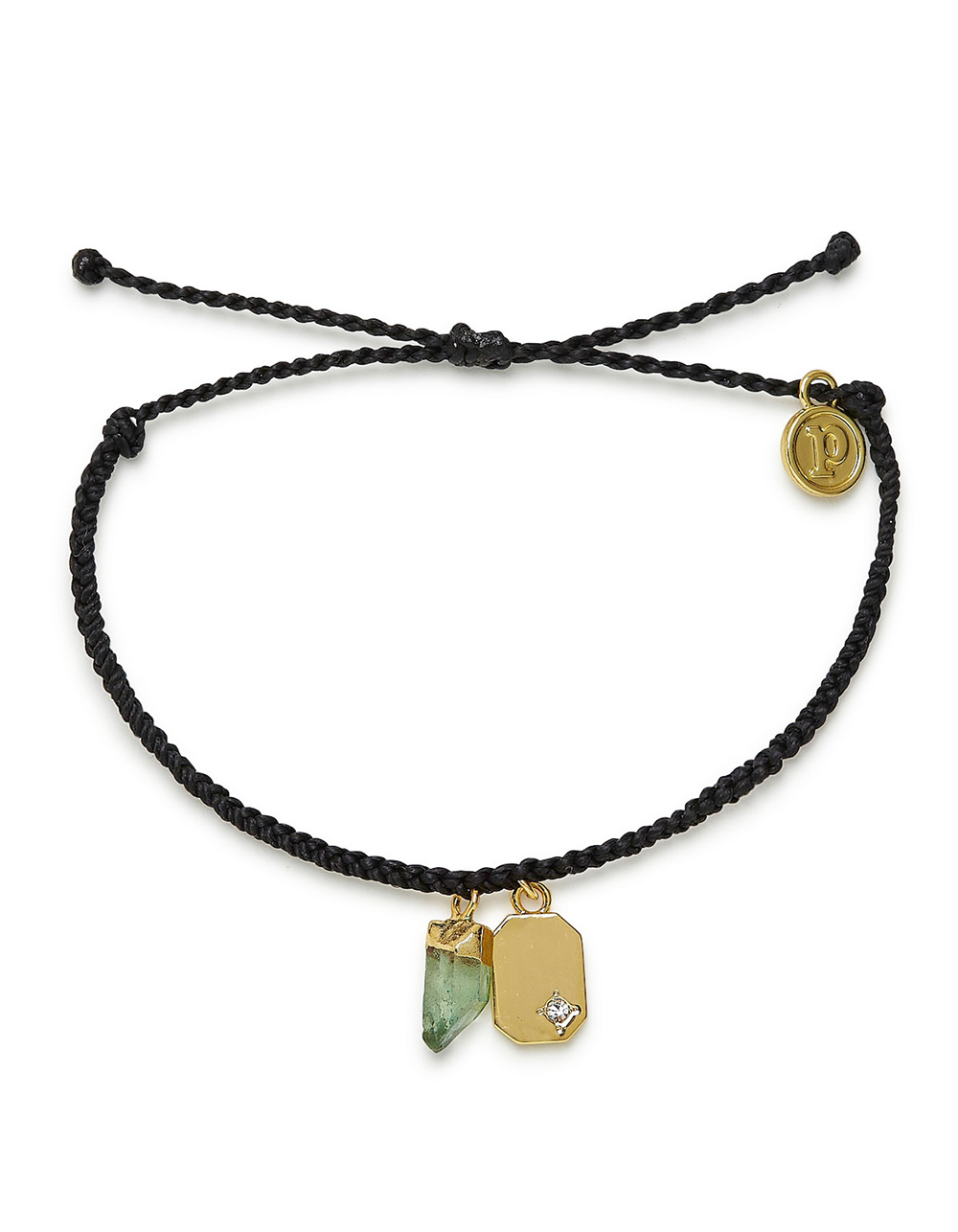 PURA VIDA Raw Emerald Gold Charm Bracelet BLACK Tillys