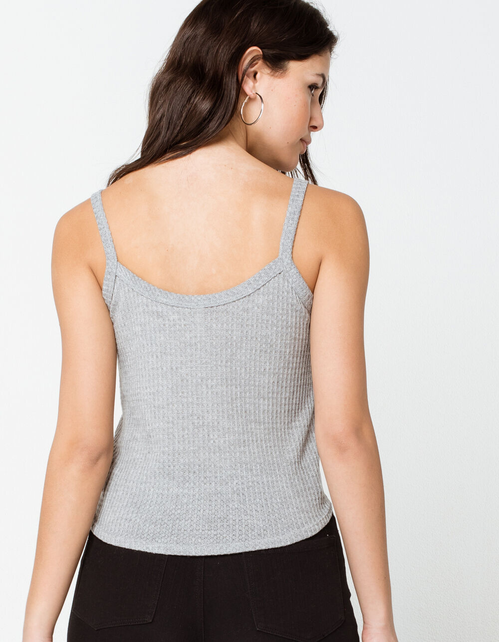 Heather Gray Tank Top with Palm Tree Pocket main image 0