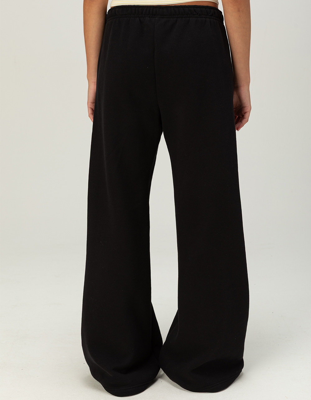 NIKE Studio Fleece Womens Mid Rise Wide Leg Pants - BLACK