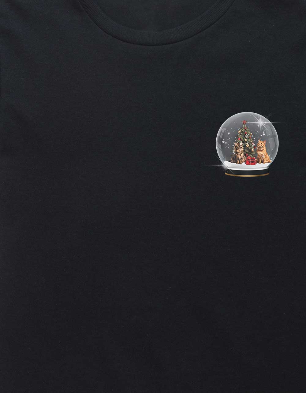 CAT Snow Globe Unisex Kids Tee - BLACK