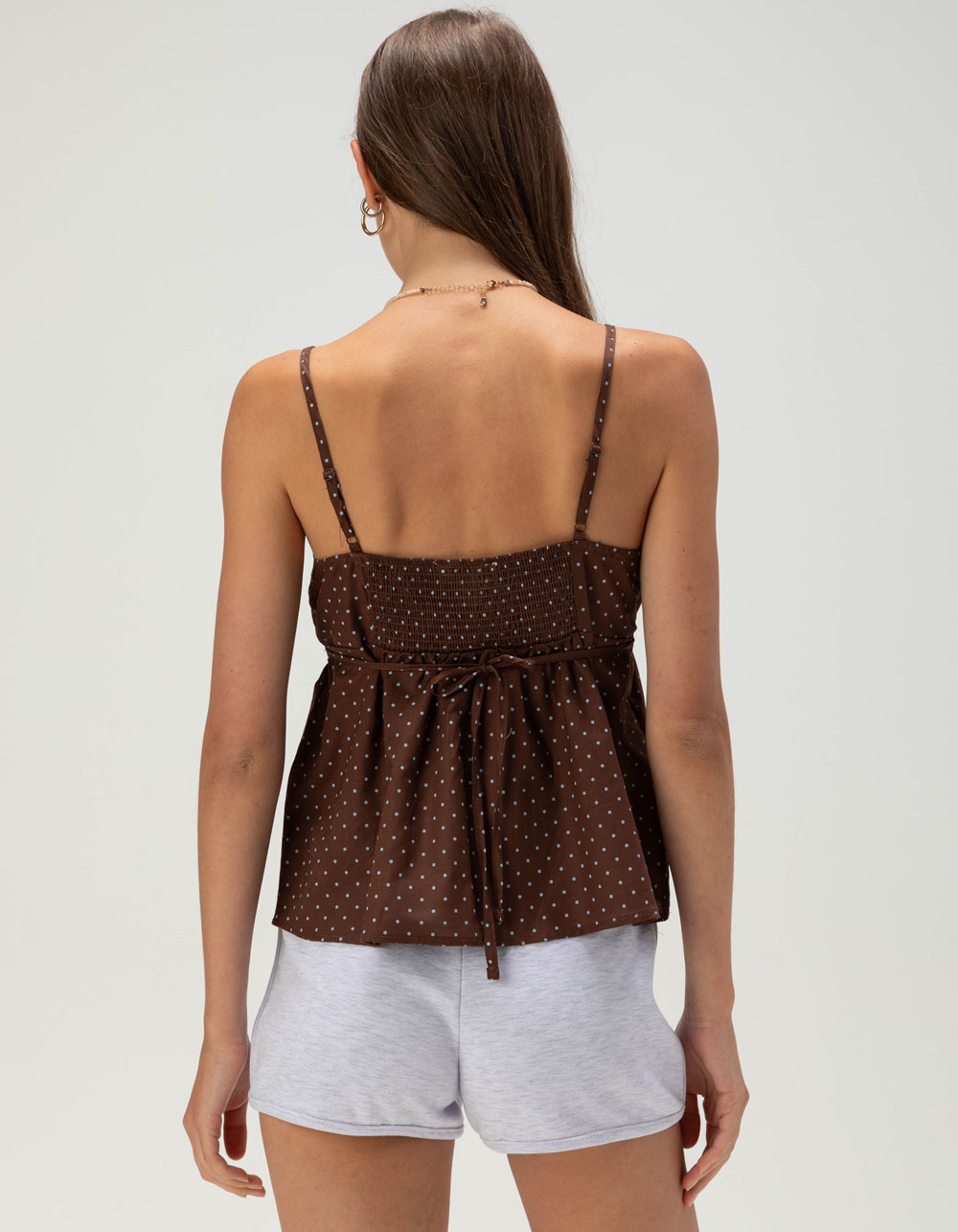 RSQ Womens Henley Babydoll Cami - BROWN/BLUE