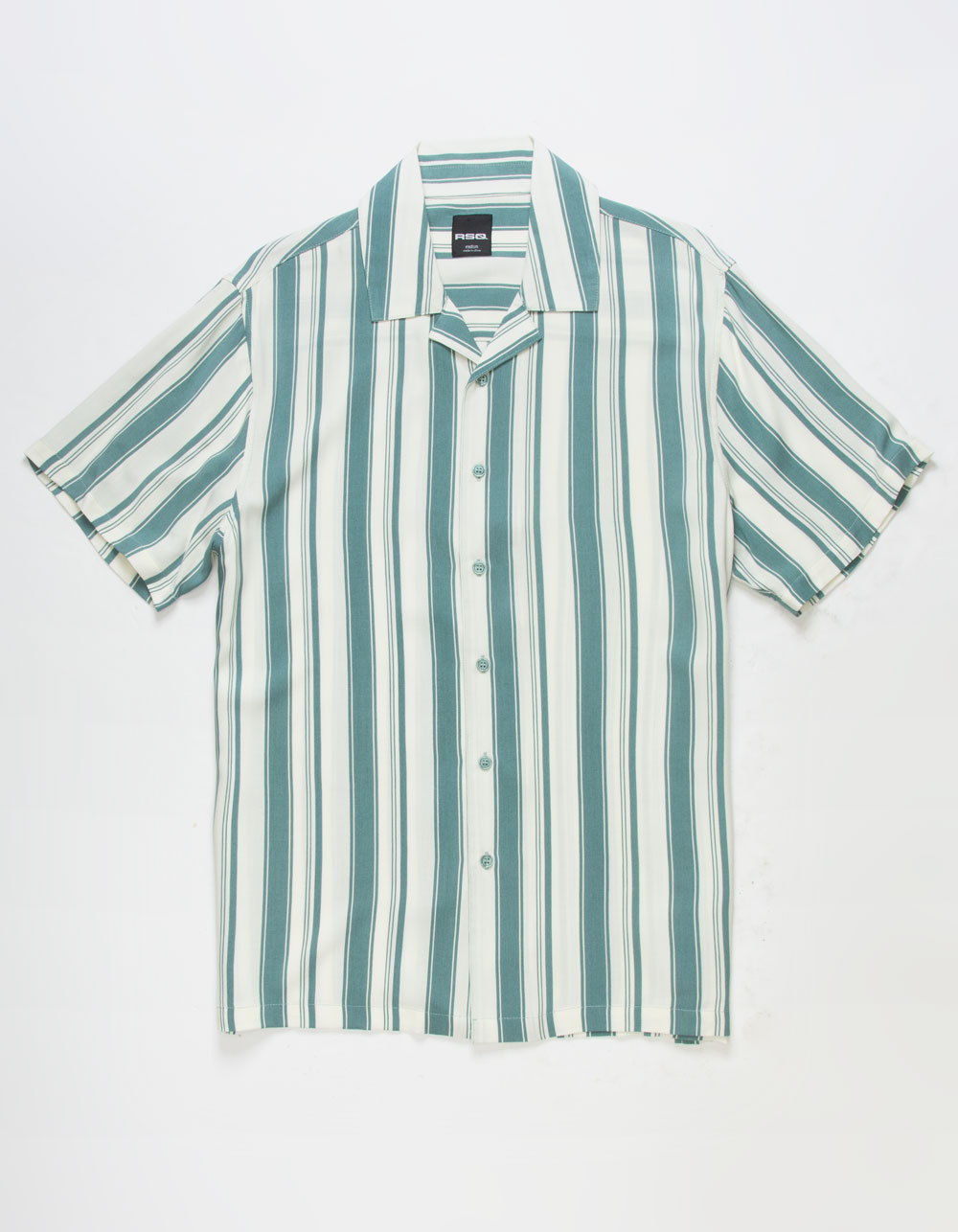 RSQ Mens Simple Stripe Button Up Shirt - PINE
