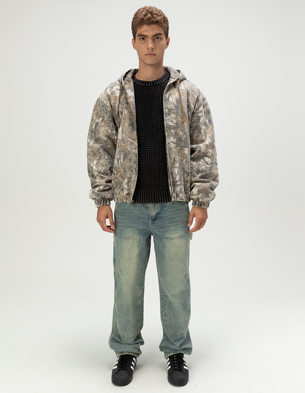 RSQ Mens Oversized Hooded Twill Jacket - CAMO