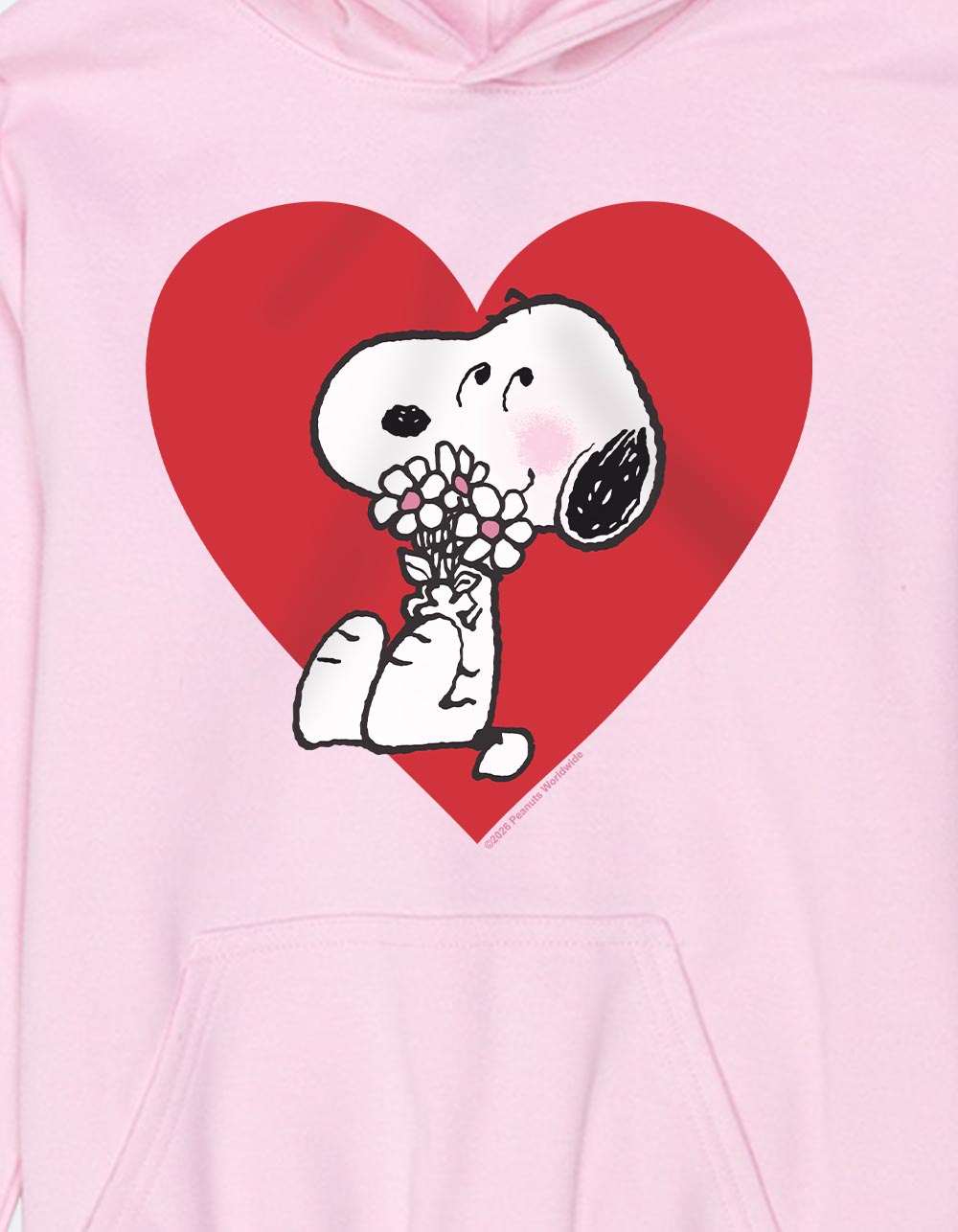 PEANUTS Snoopy Heart Bouquet Unisex Kids Hoodie - LIGHT PINK