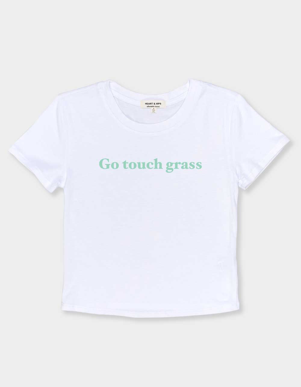OUTSIDE Touch Grass Womens Baby Tee - WHITE