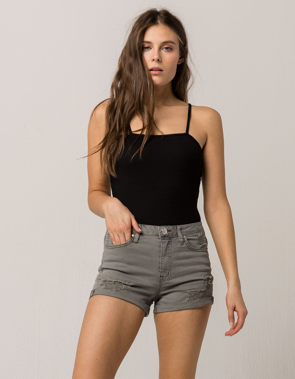 RSQ Sunset High Rise Womens Ripped Denim Shorts image number 0
