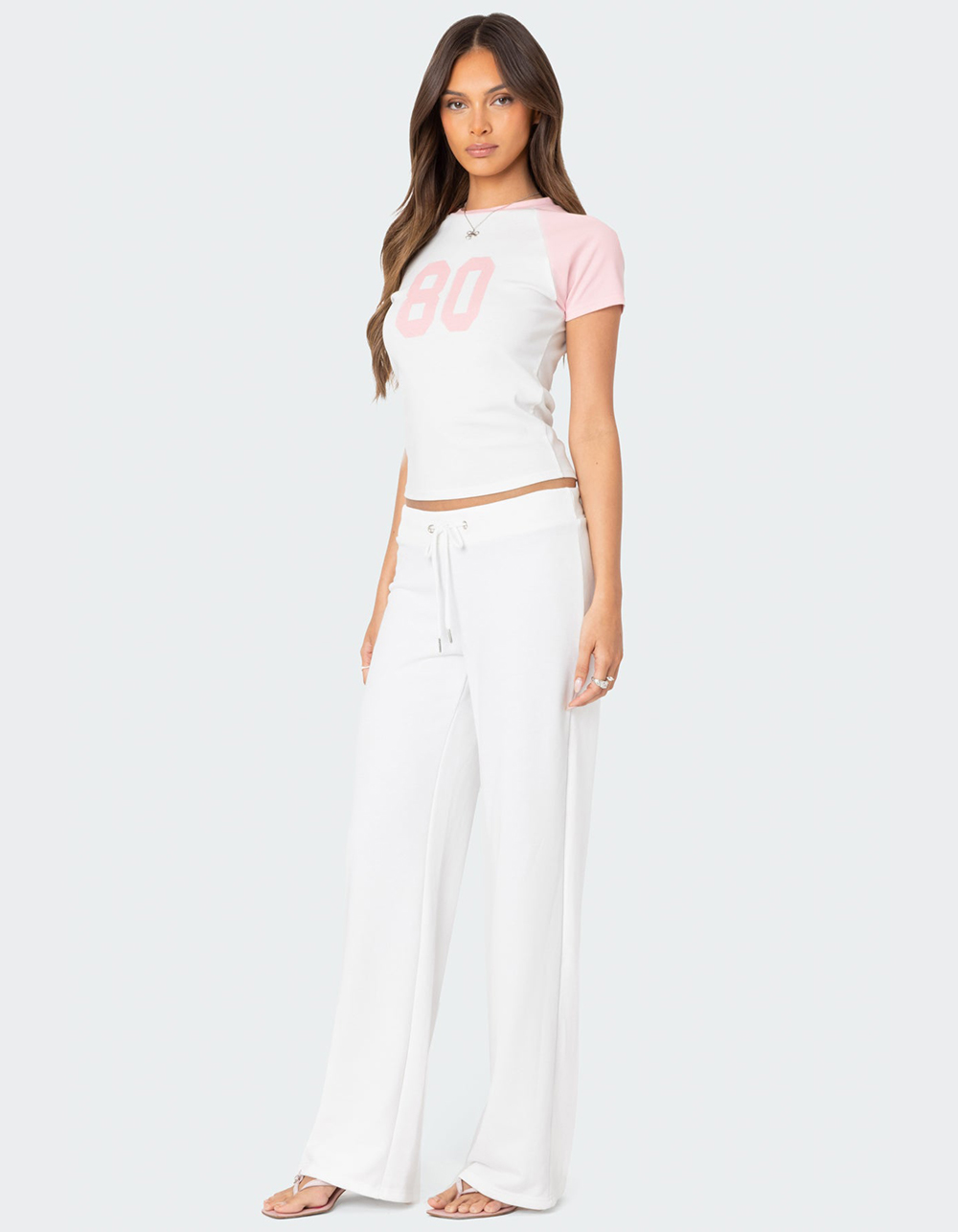 EDIKTED 80's Raglan Tee - WHITE