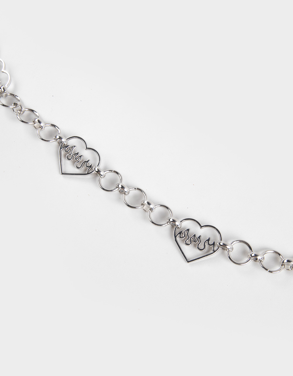 Heart Flame Chain Belt - SILVER