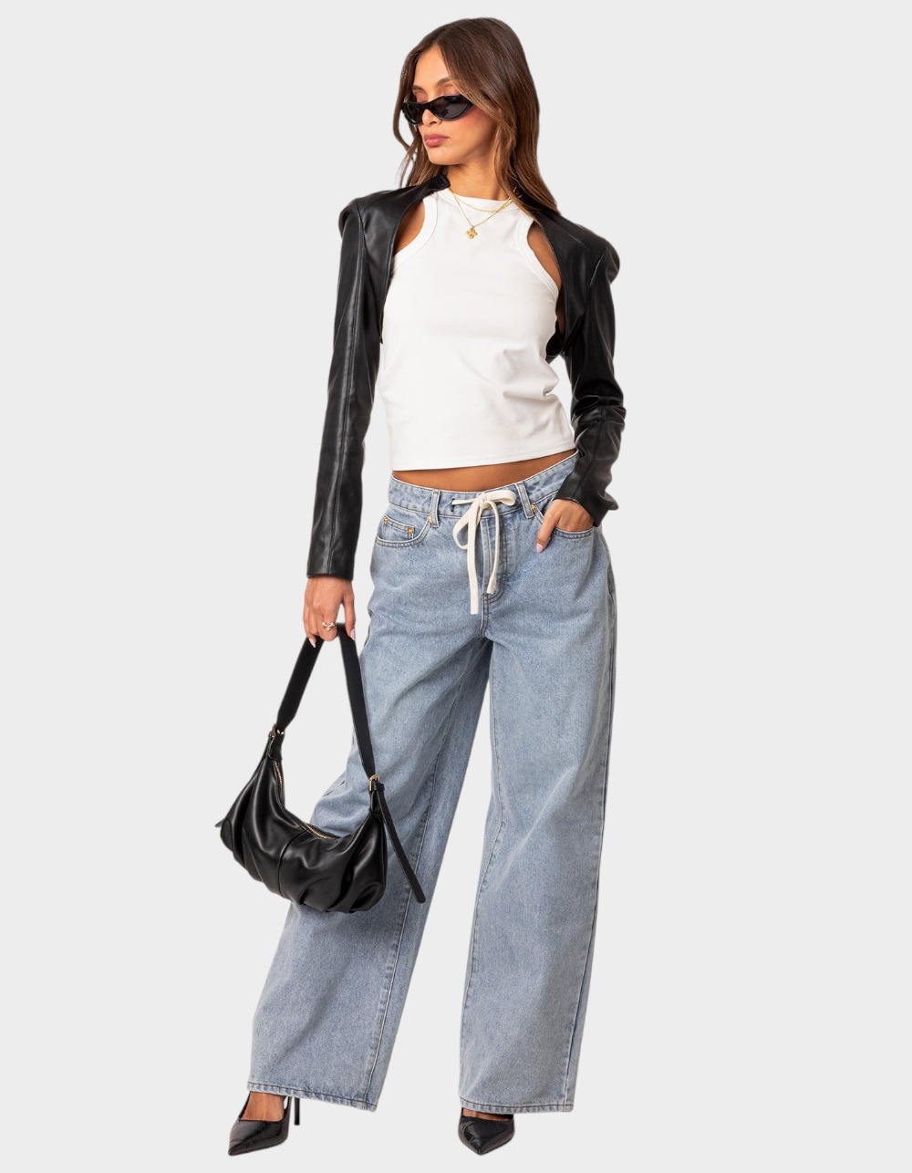 EDIKTED Wynn Low Rise Oversized Jeans - LIGHT BLUE