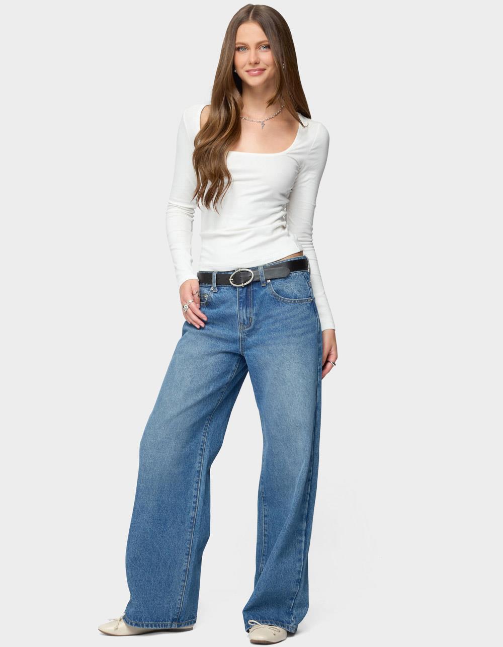 EDIKTED Zandra Square Neck Ribbed Top - WHITE