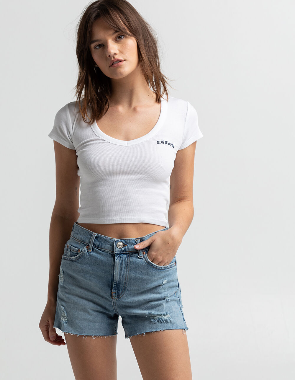 BDG Urban Outfitters Aline Womens Ripped Denim Shorts