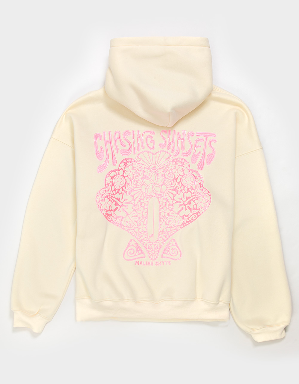 MALIBU SKYYE Chasing Sunsets Embroidered Womens Hoodie - YELLOW