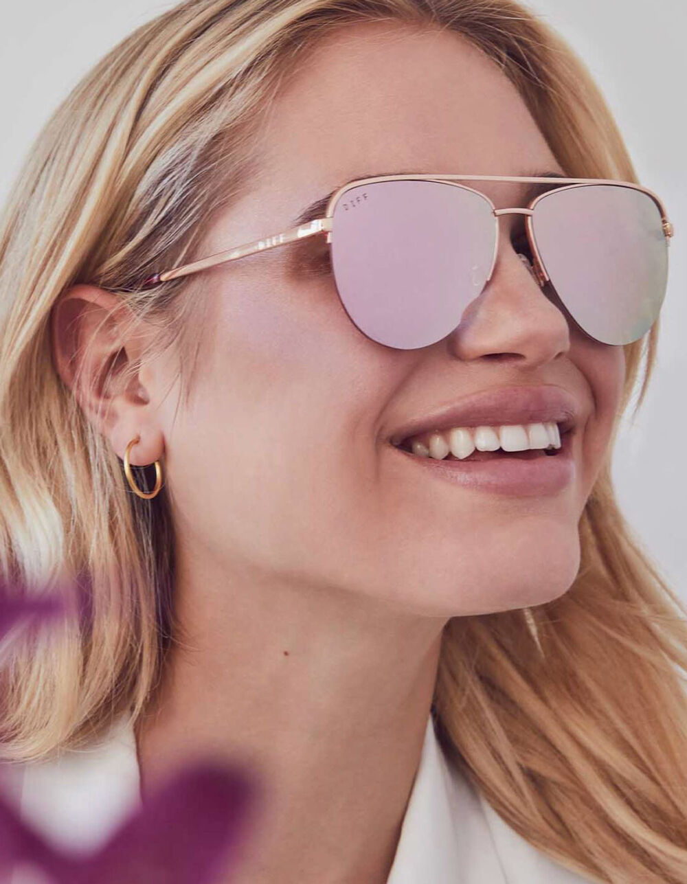 DIFF EYEWEAR Tate Rose Gold Cherry Blossom Mirror Sunglasses ROSE Tillys