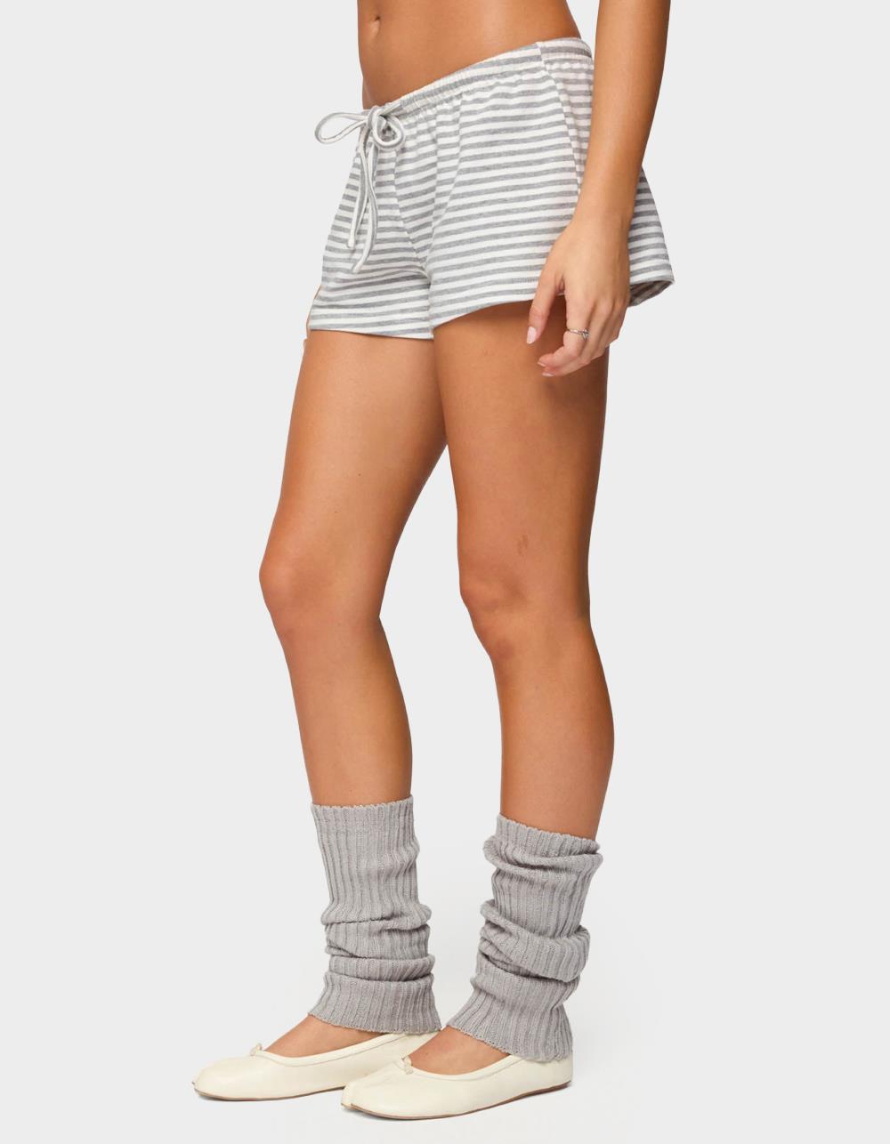 EDIKTED Jainee Striped Drawstring Shorts - GRAY