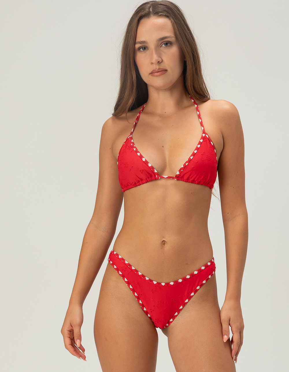 FULL TILT Eyelet Cheekier Bikini Bottoms - RED
