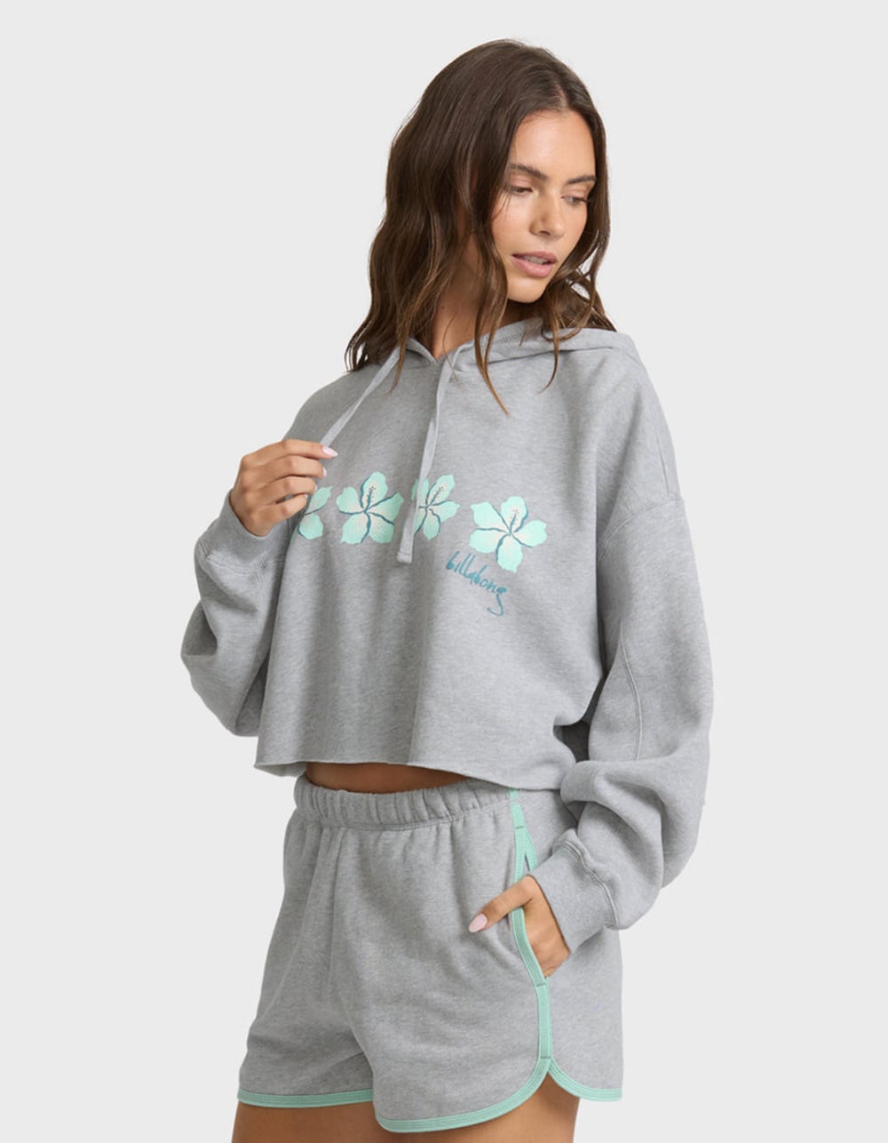 BILLABONG Palmer Womens Crop Hoodie - HEATHER GRAY
