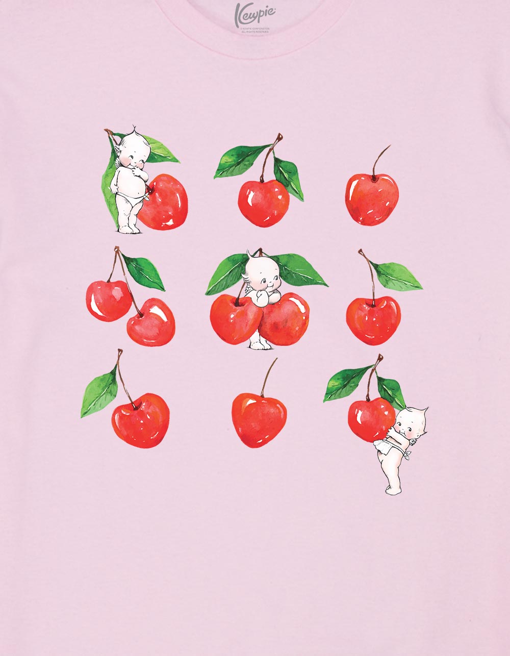 KEWPIE Cherries Unisex Tee - LIGHT PINK