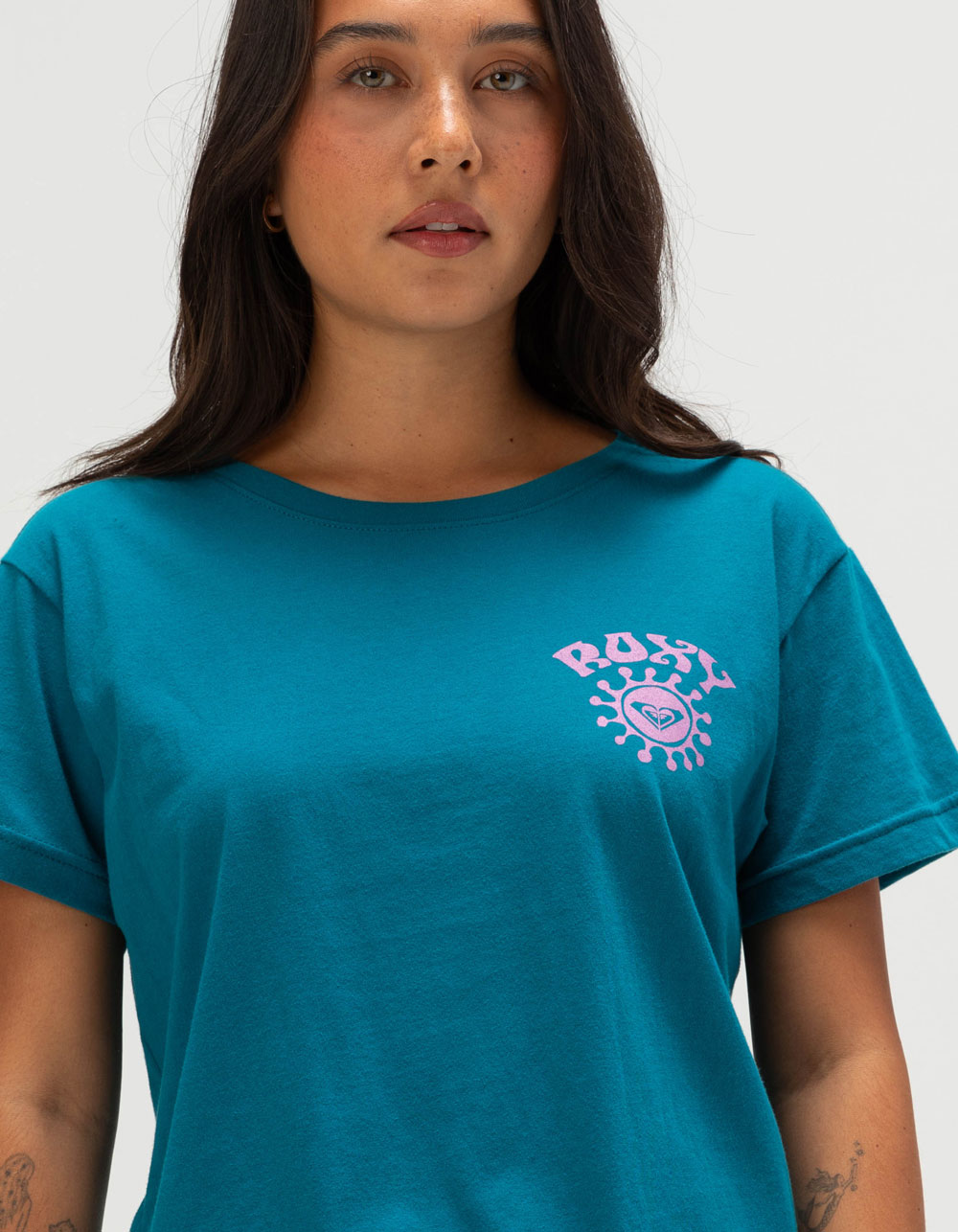 ROXY Mother Sun Womens Boyfriend Tee - TEAL BLUE