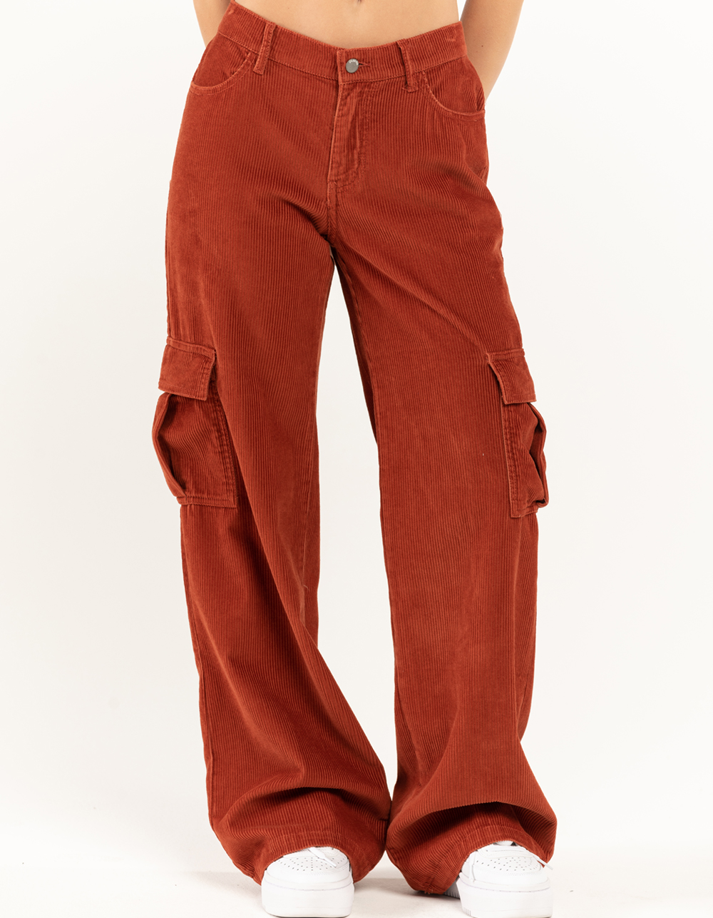 RSQ Womens Low Rise Cargo Corduroy Puddle Pants SUNBAKED Tillys