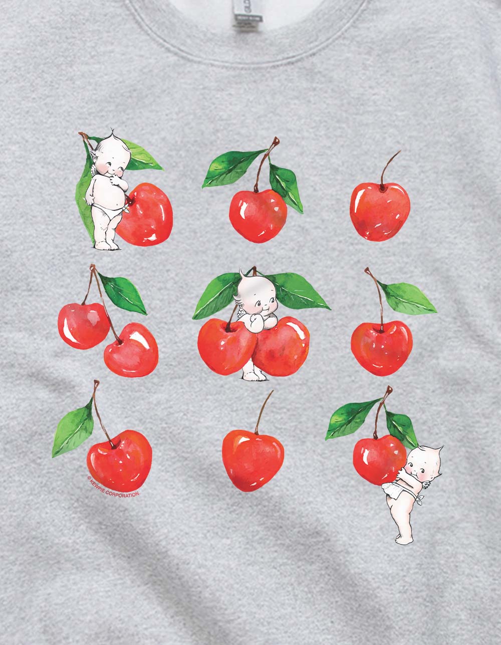 KEWPIE Cherries Unisex Crewneck Sweatshirt - HEATHER GRAY