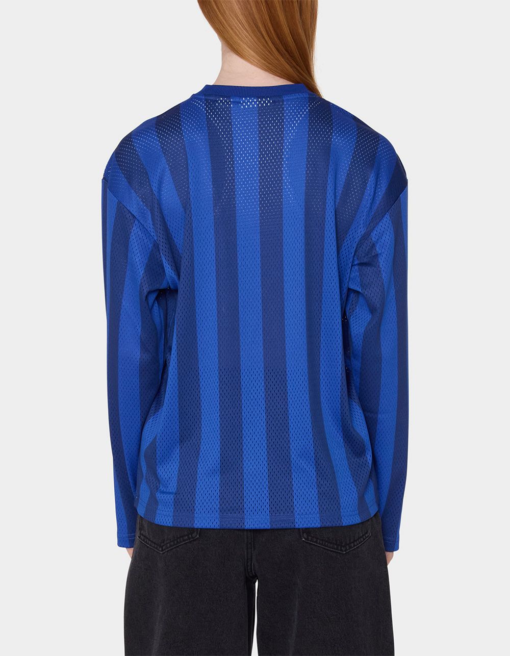 OBEY Bound Mesh Stripe Womens Long Sleeve Tee - MEDIUM BLUE