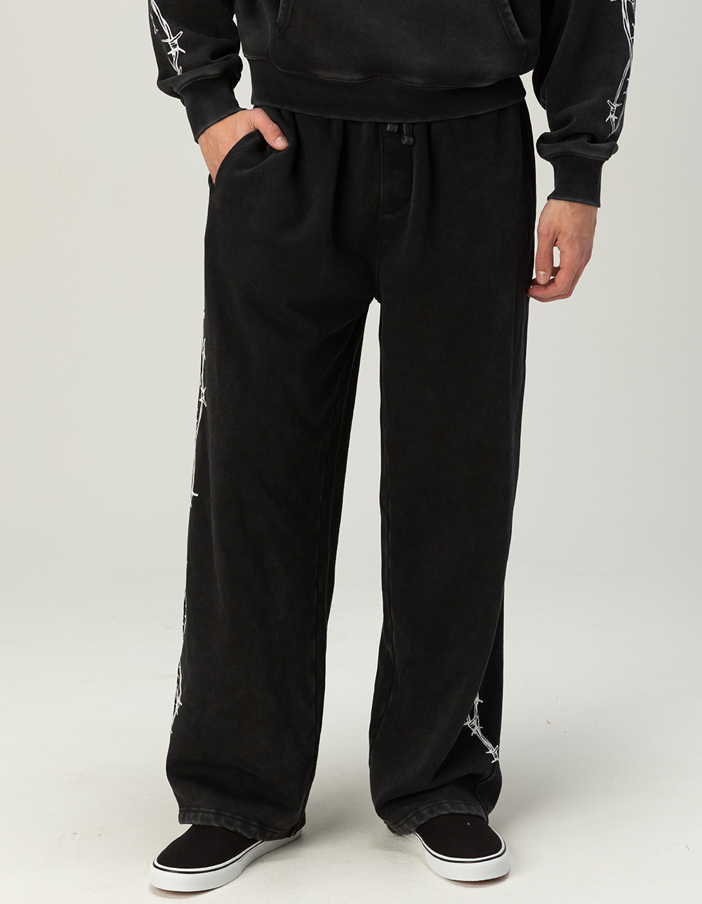 RSQ Mens Extra Baggy Sweatpants - WASHED BLACK