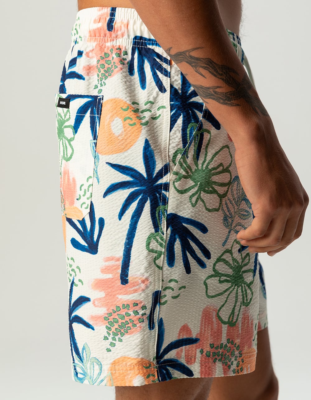 RSQ Mens Seersucker 6.5" Swim Trunks