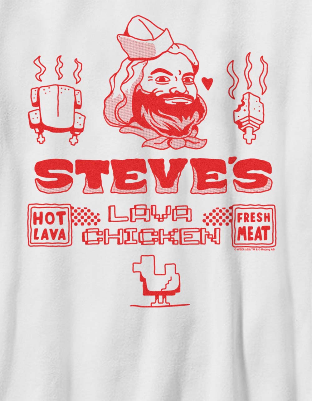 A MINECRAFT MOVIE Steve's Lava Chicken Unisex Kids Tee - WHITE