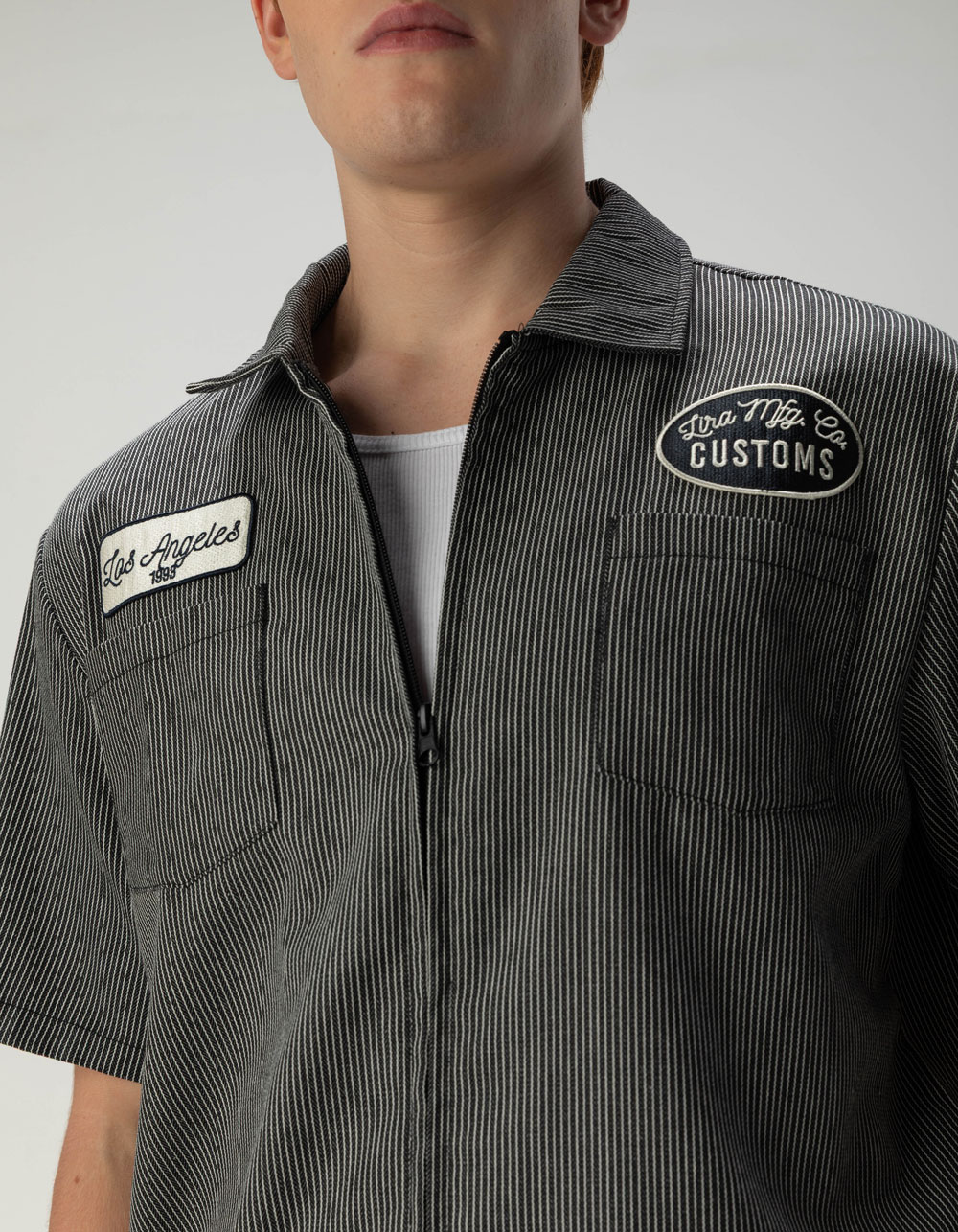 LIRA Garage Mens Zip-Up Shirt - BLK/WHT