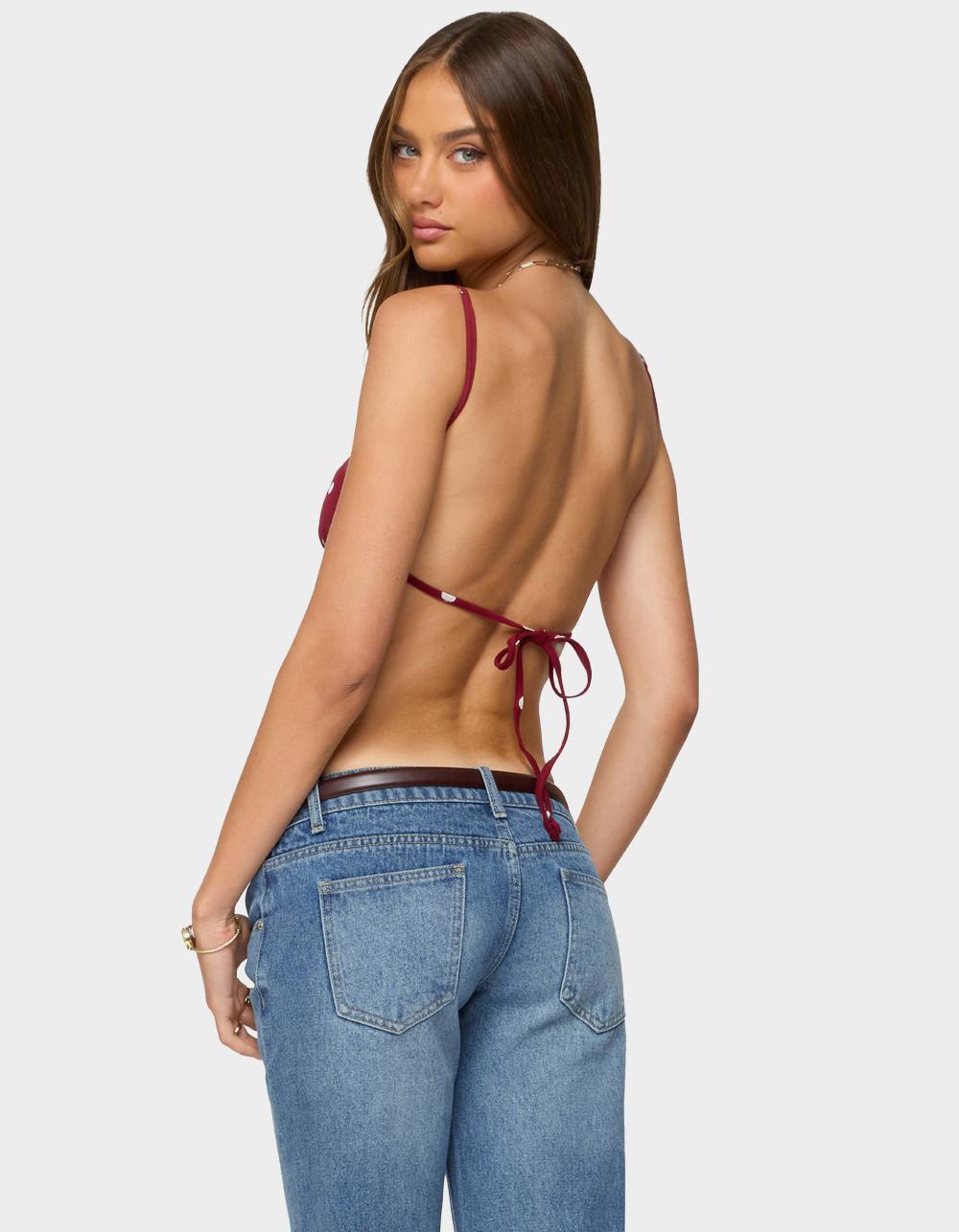 EDIKTED Jinx Open-Back Top - DK RED