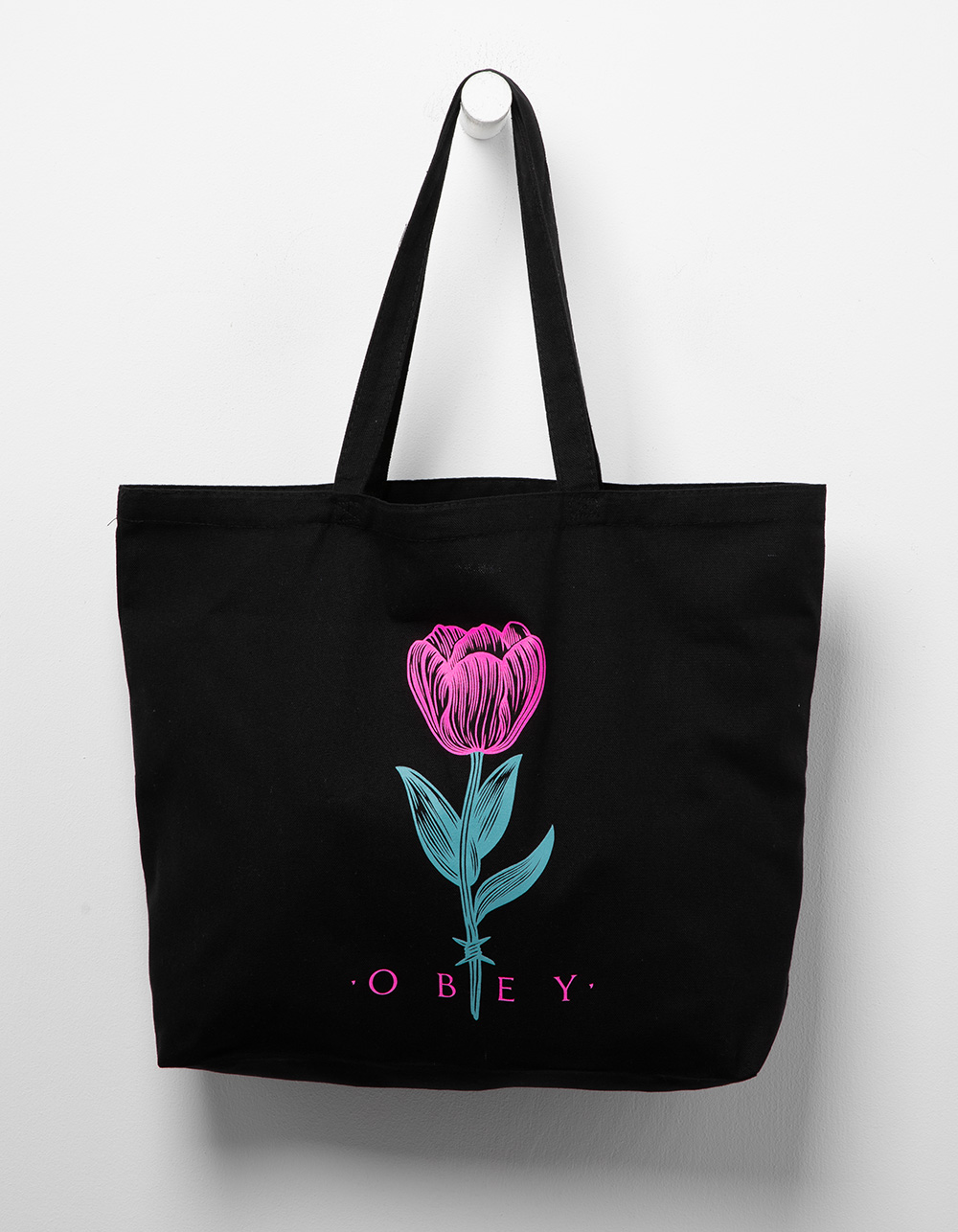 OBEY Barbwire Flower Tote Bag
