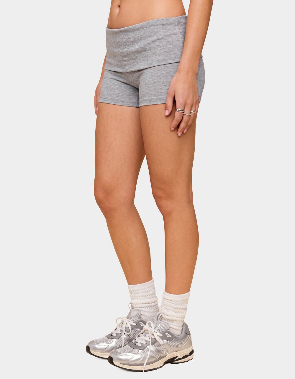 EDIKTED Audrea Ribbed Foldover Biker Shorts