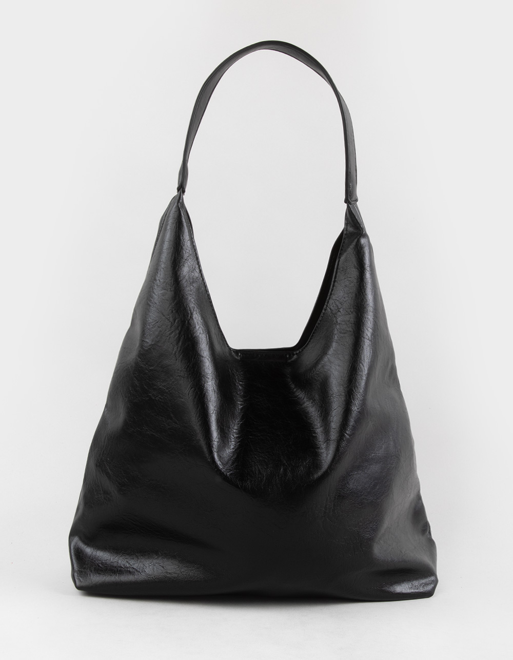 Amy Faux Leather Slouchy Bag - BLACK