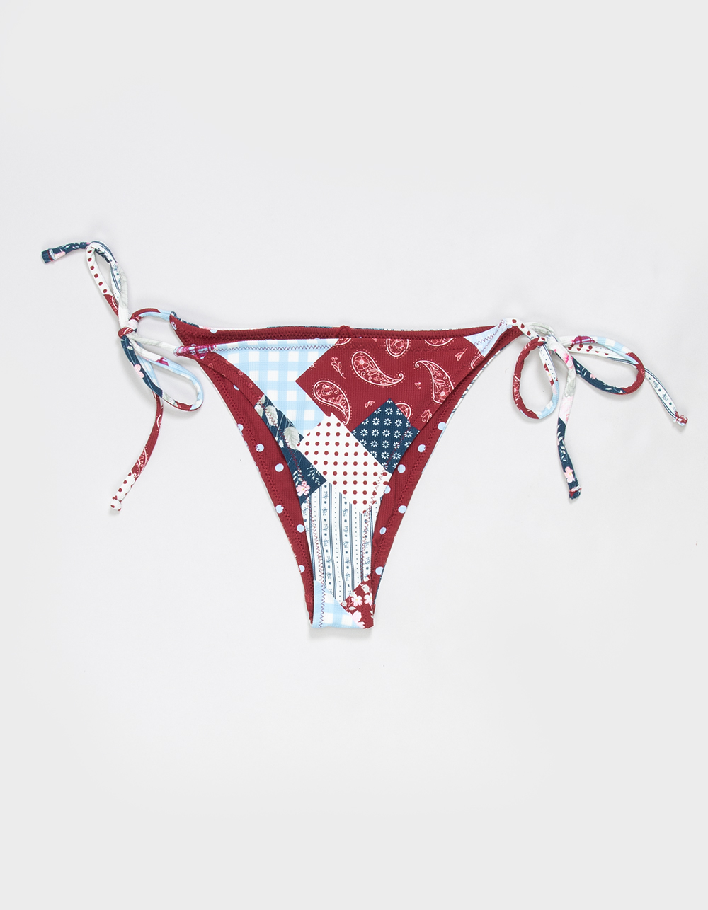 FULL TILT Textured Reversible Tie Side Cheeky Bikini Bottoms - MULTI