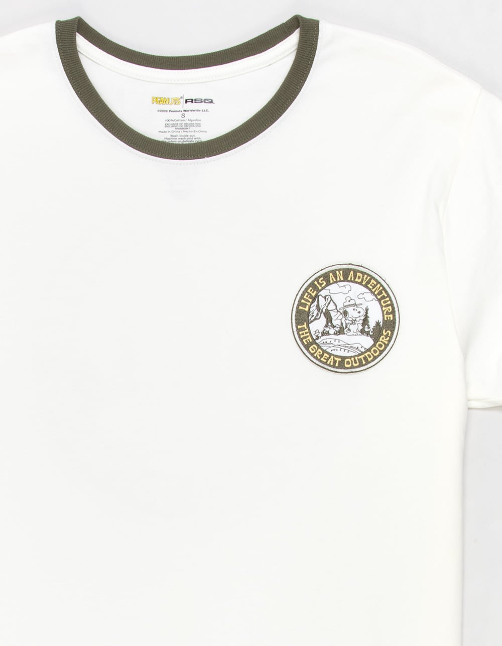 RSQ x Peanuts Outdoor Mens Shrunken Tee - OFF WHITE