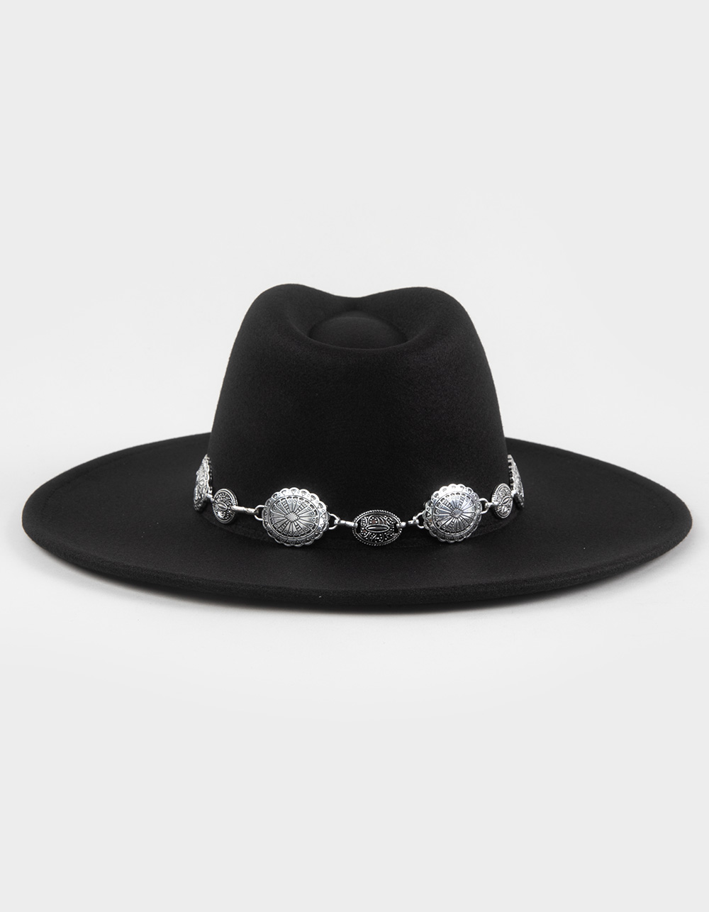 Jessa Concho Flat Brim Womens Cowboy Hat - BLACK