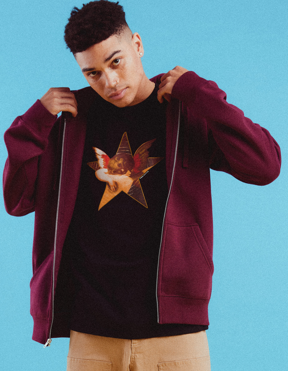 Rsq Full Zip Hoodie - Burgandy - Small