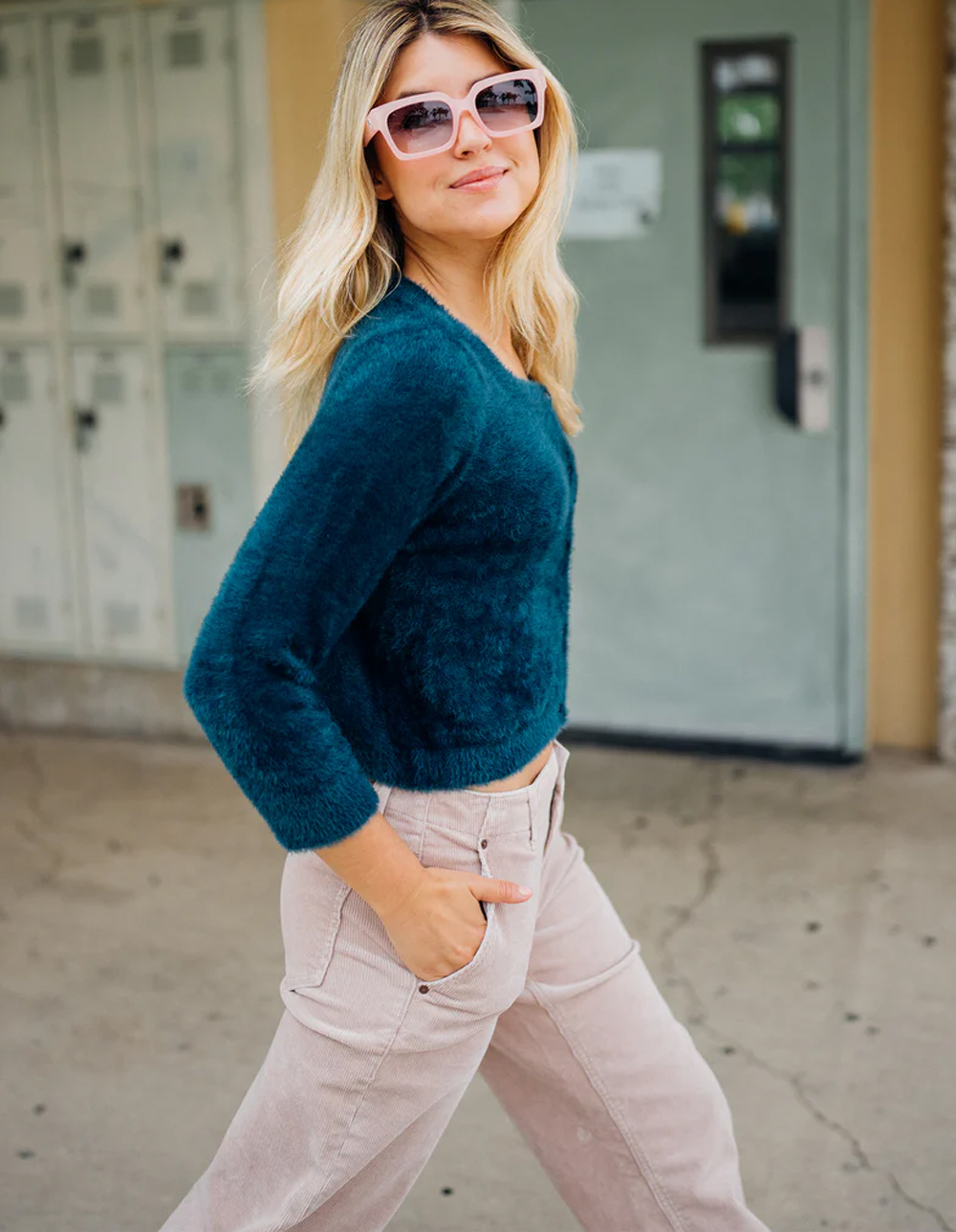 VOLCOM Bodyodyody-Con Womens Cardigan Sweater - TEAL BLUE